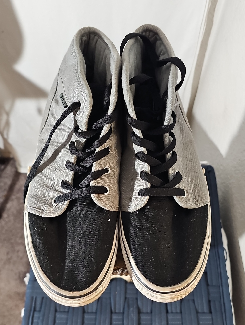 Fila Two-Tone Black and Gray High-Top Sneakers